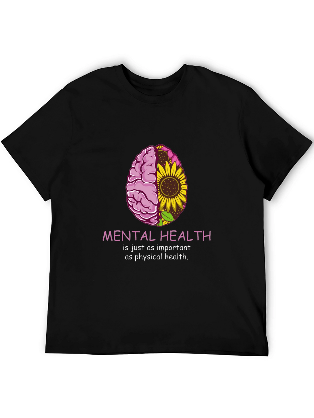 Mental Health Awareness T-Shirt - Brain & Sunflower Graphic