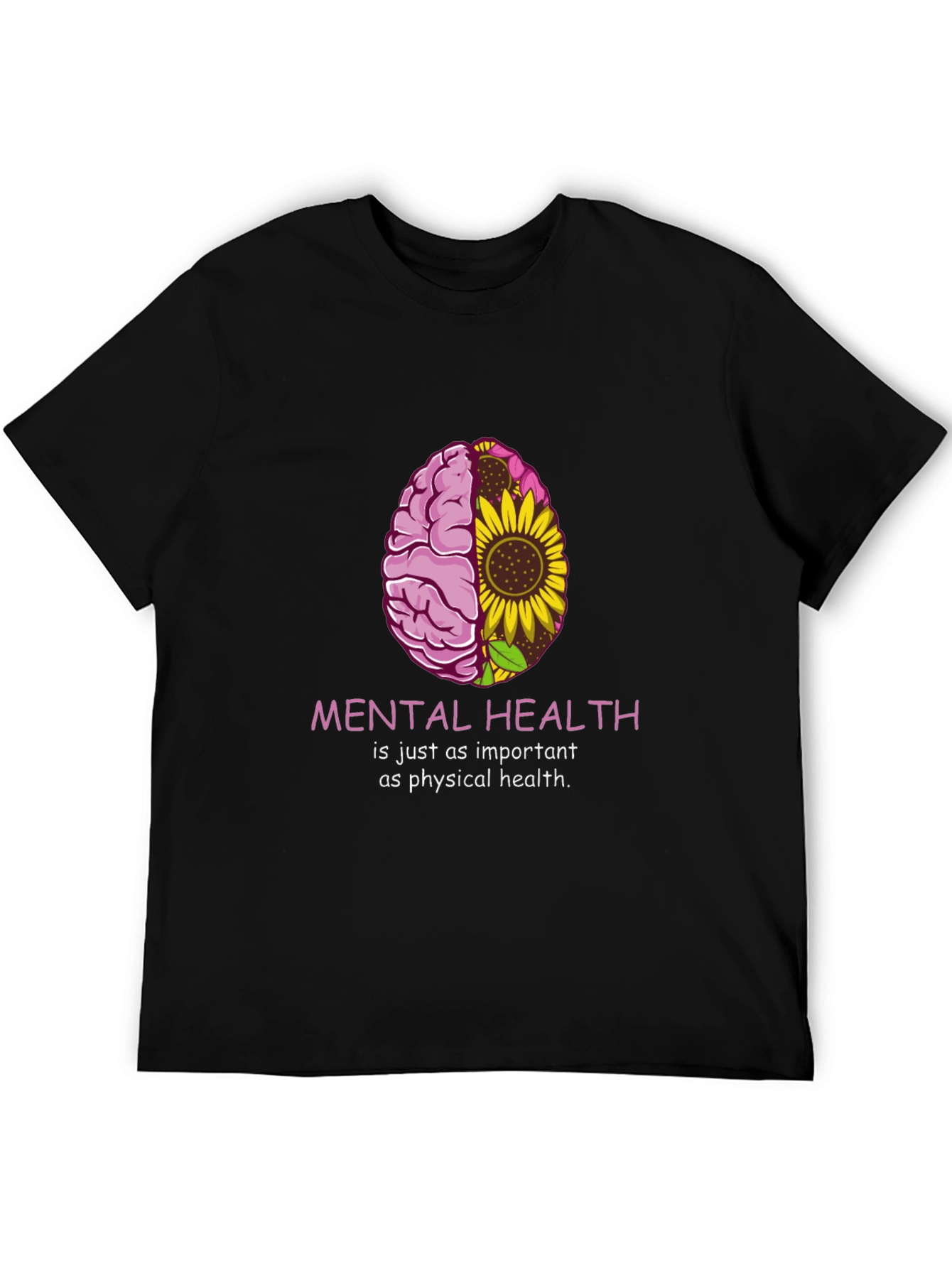 Mental Health Awareness T-Shirt - Brain & Sunflower Graphic