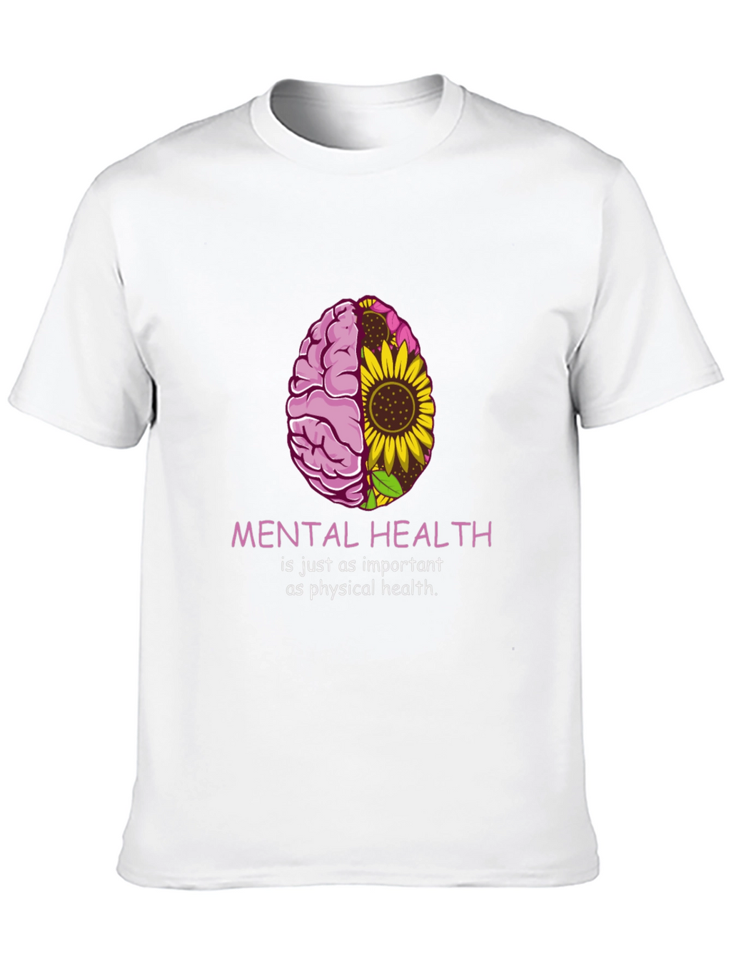 Mental Health Awareness T-Shirt - Brain & Sunflower Graphic