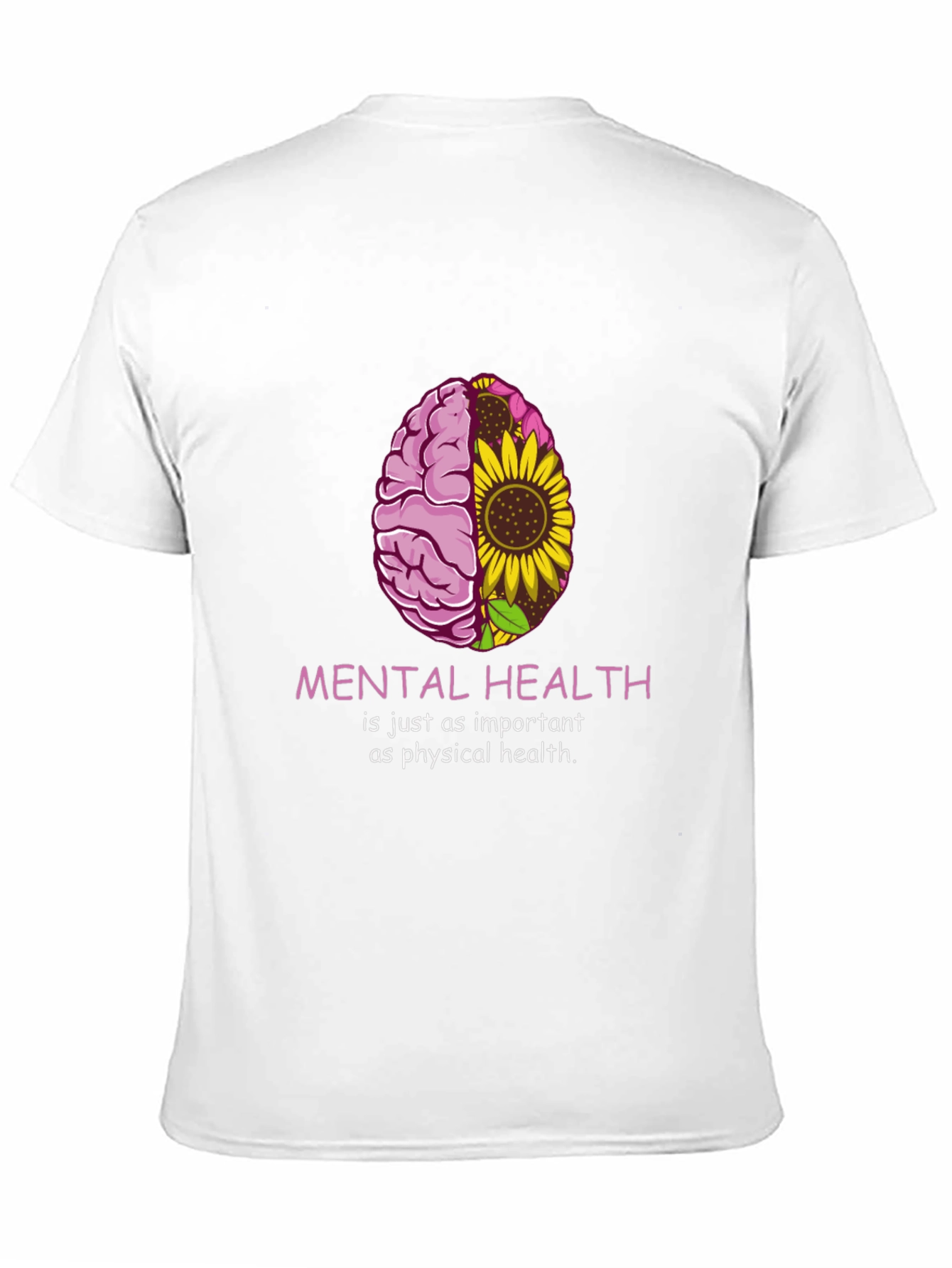 Mental Health Awareness T-Shirt - Brain & Sunflower Graphic
