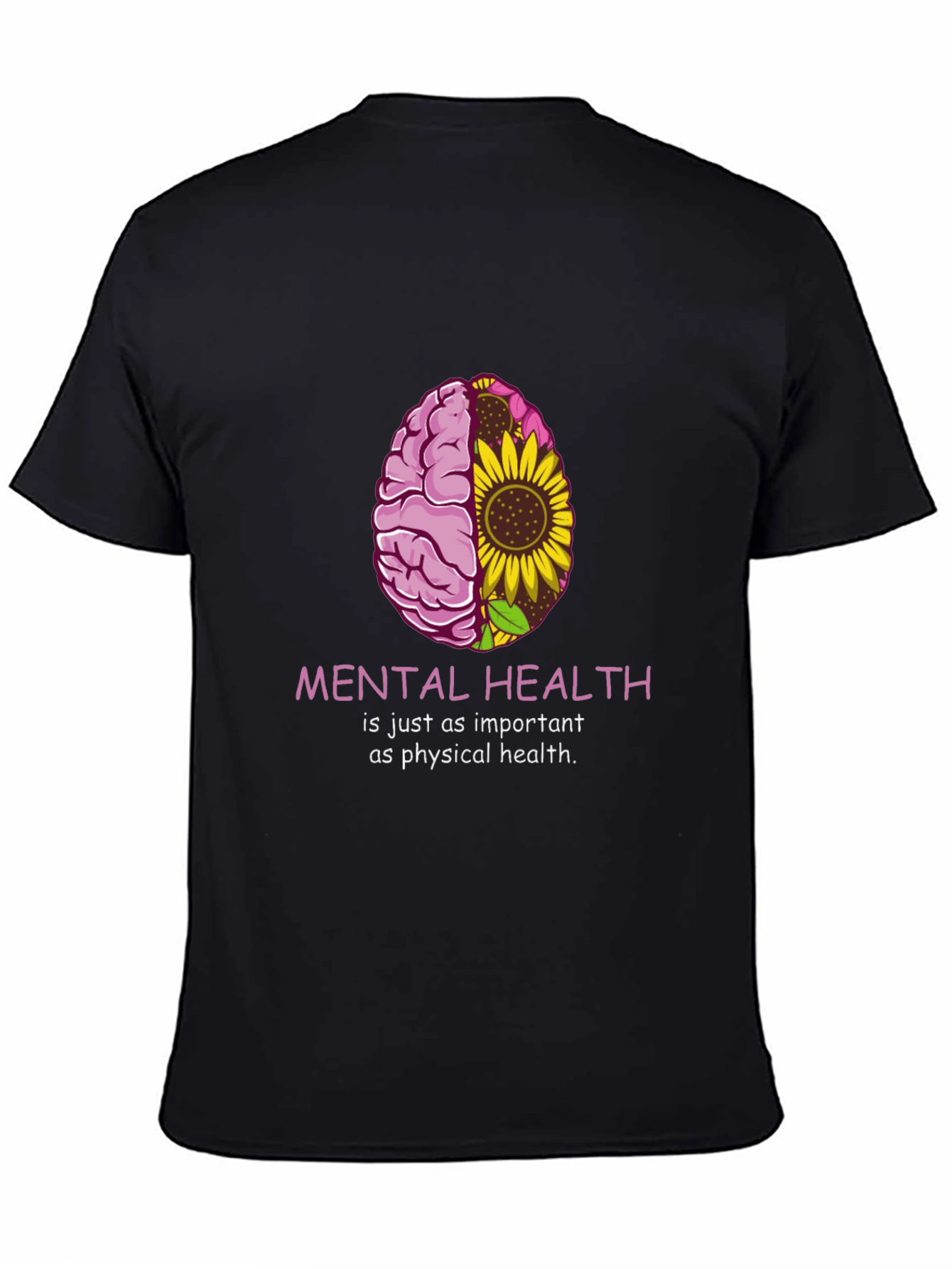 Mental Health Awareness T-Shirt - Brain & Sunflower Graphic