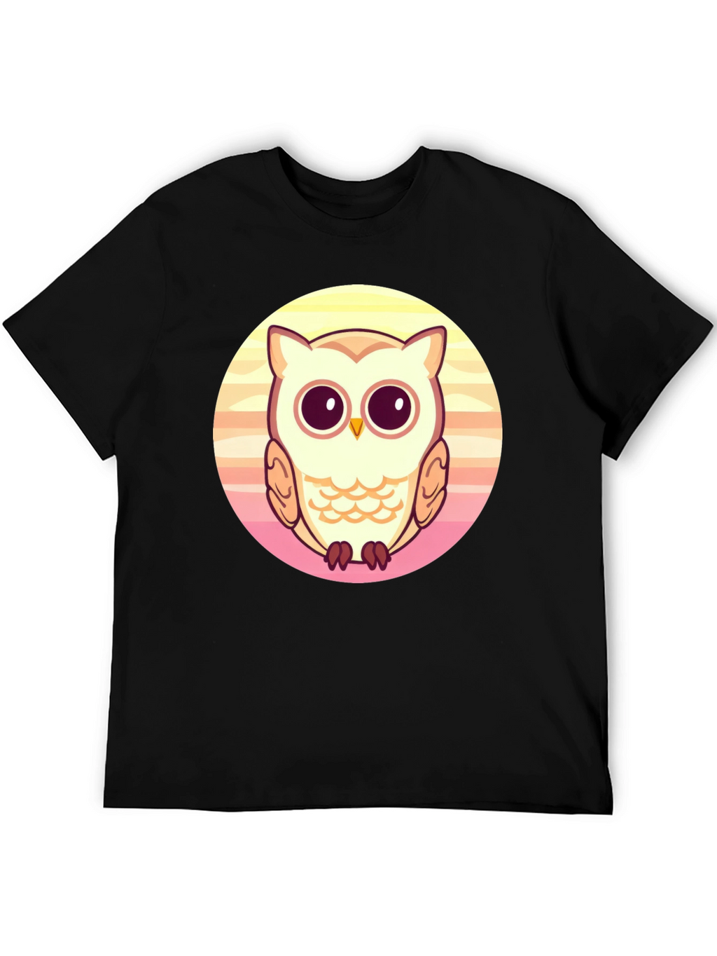 Cute Owl Graphic Print Black T-Shirt