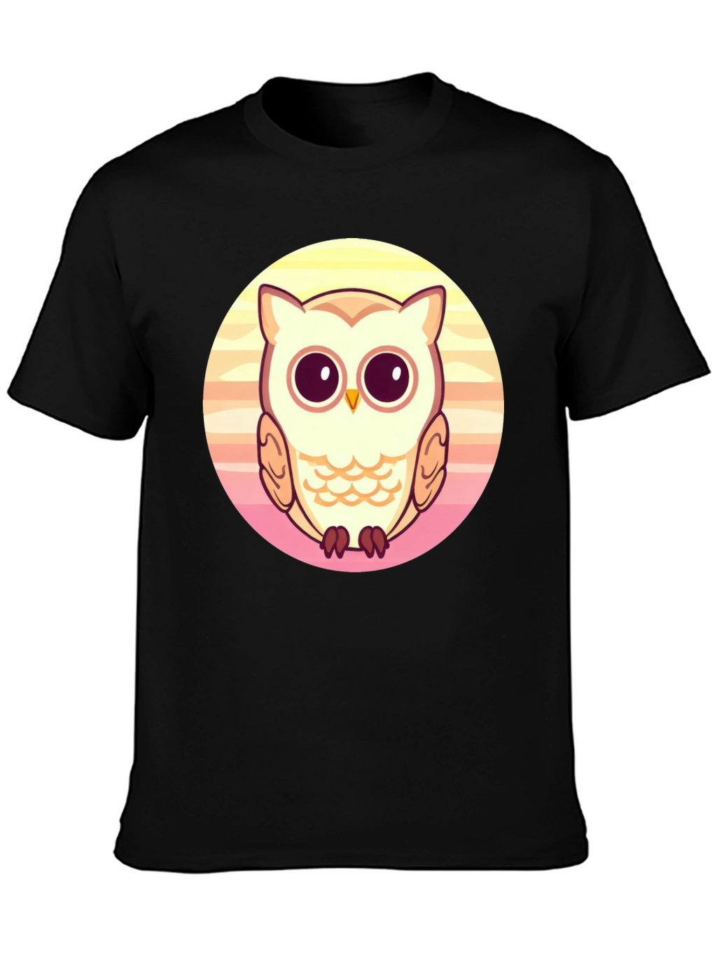 Cute Owl Graphic Print Black T-Shirt