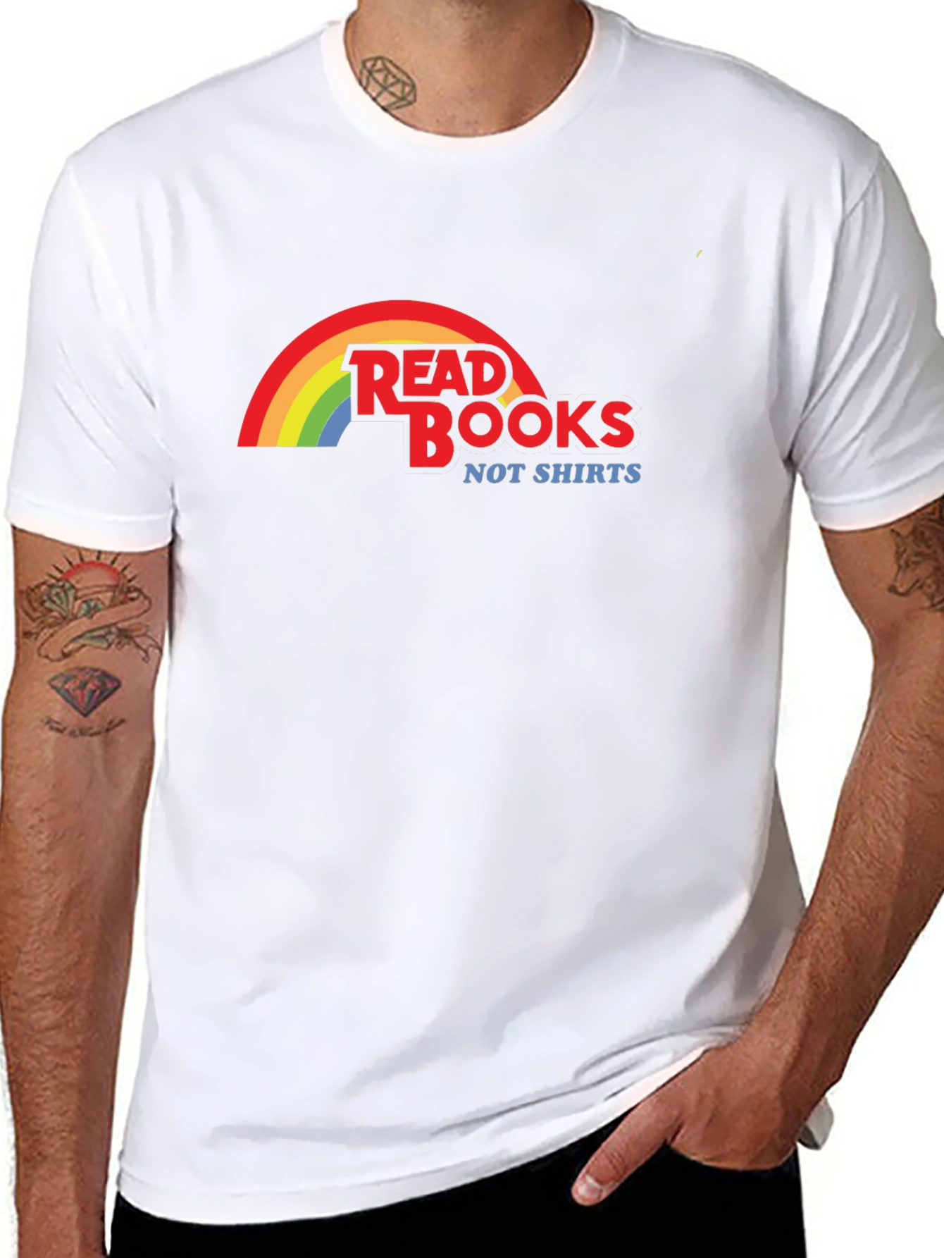 Read Books Not Shirts T-Shirt Rainbow Design