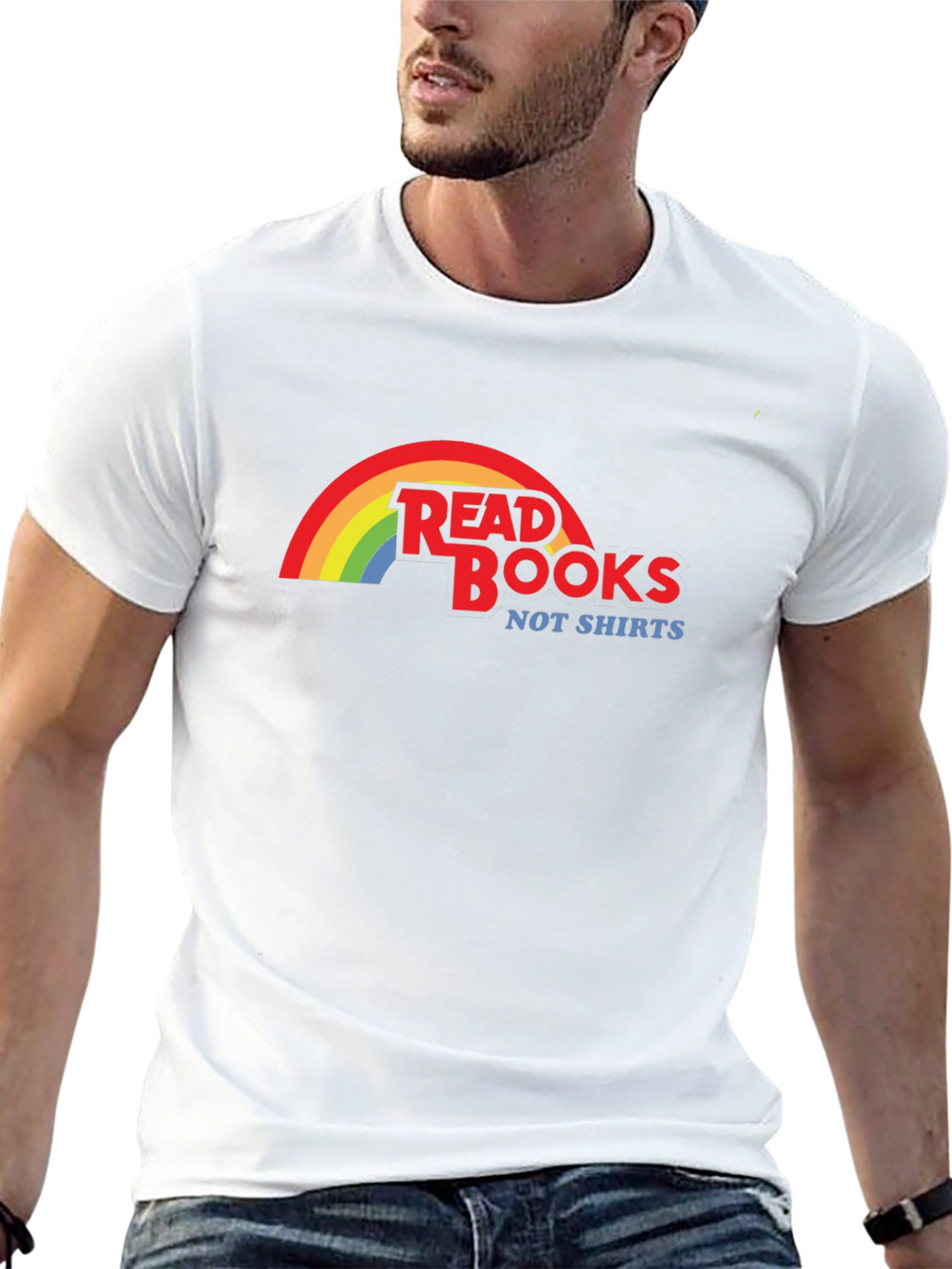 Read Books Not Shirts T-Shirt Rainbow Design