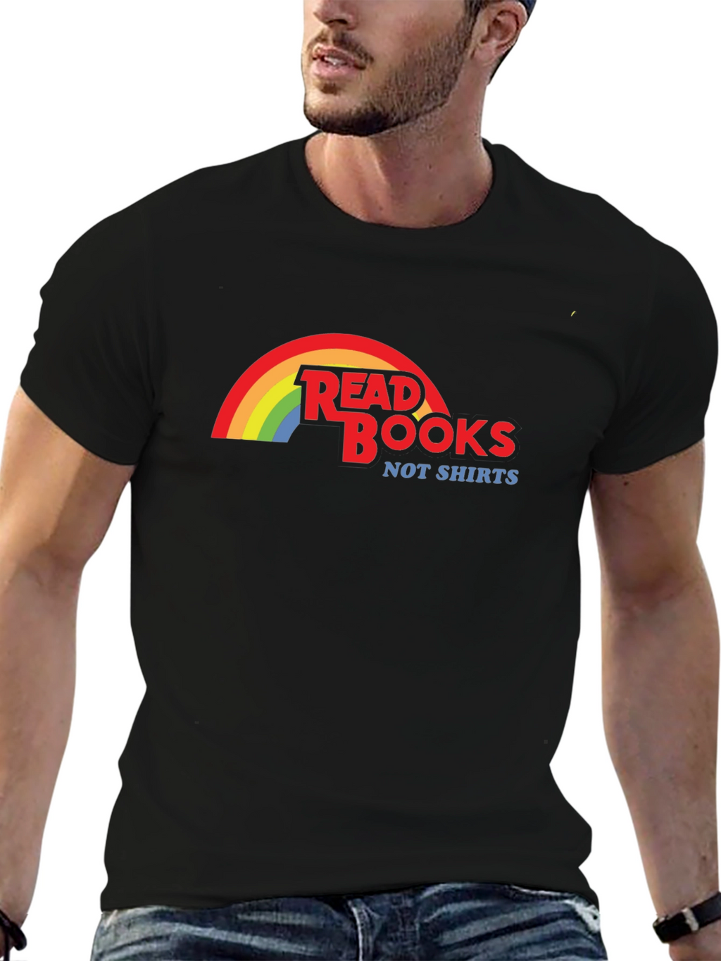 Read Books Not Shirts T-Shirt Rainbow Design