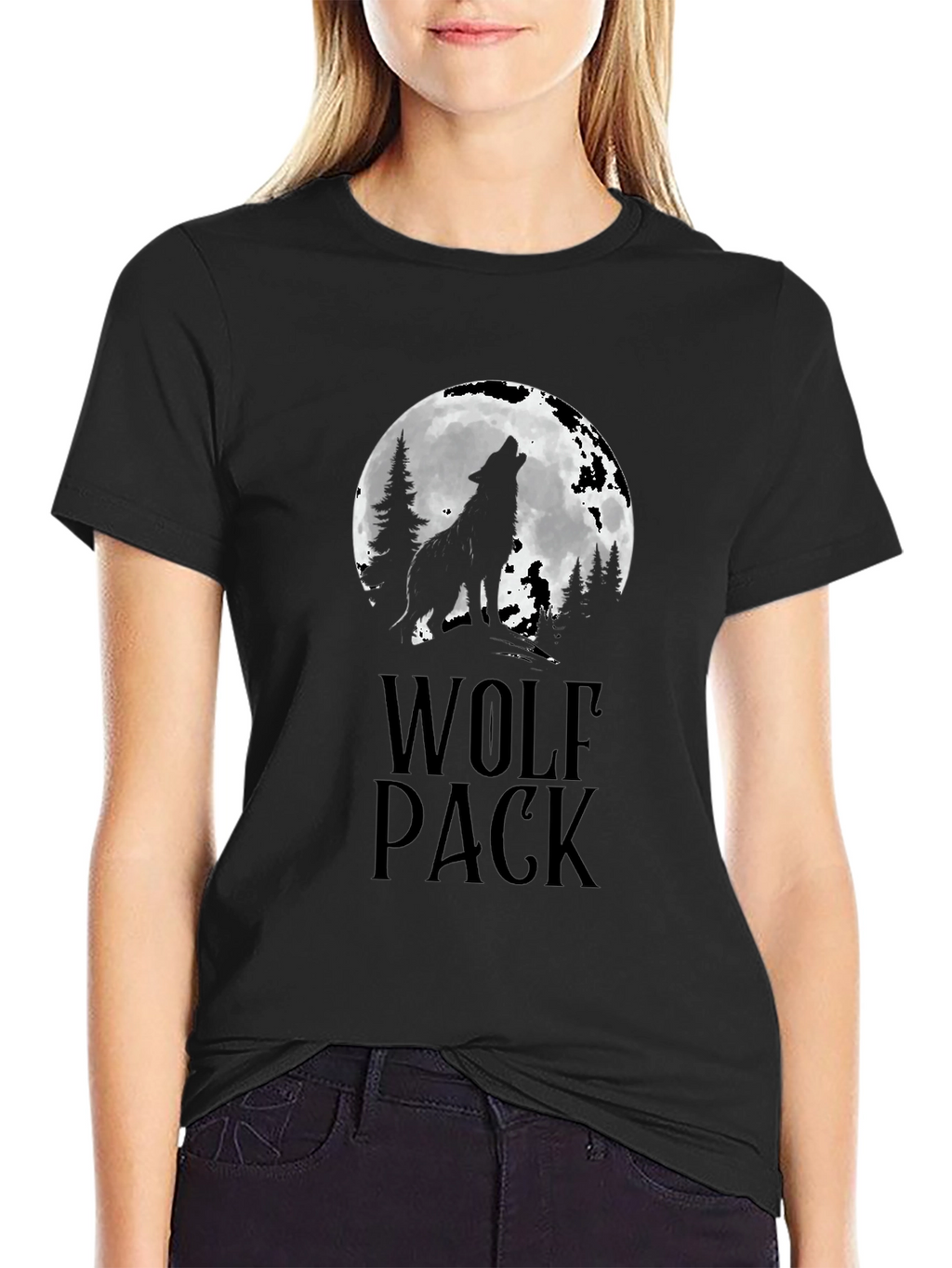 Wolf Pack T-Shirt - Howling Wolf Moon Design