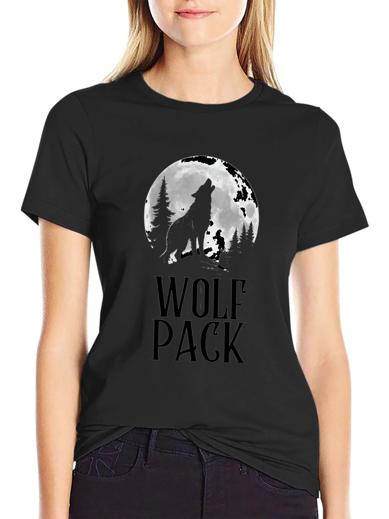 Wolf Pack T-Shirt - Howling Wolf Moon Design