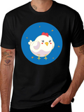 Cute Chicken Graphic Black T-Shirt