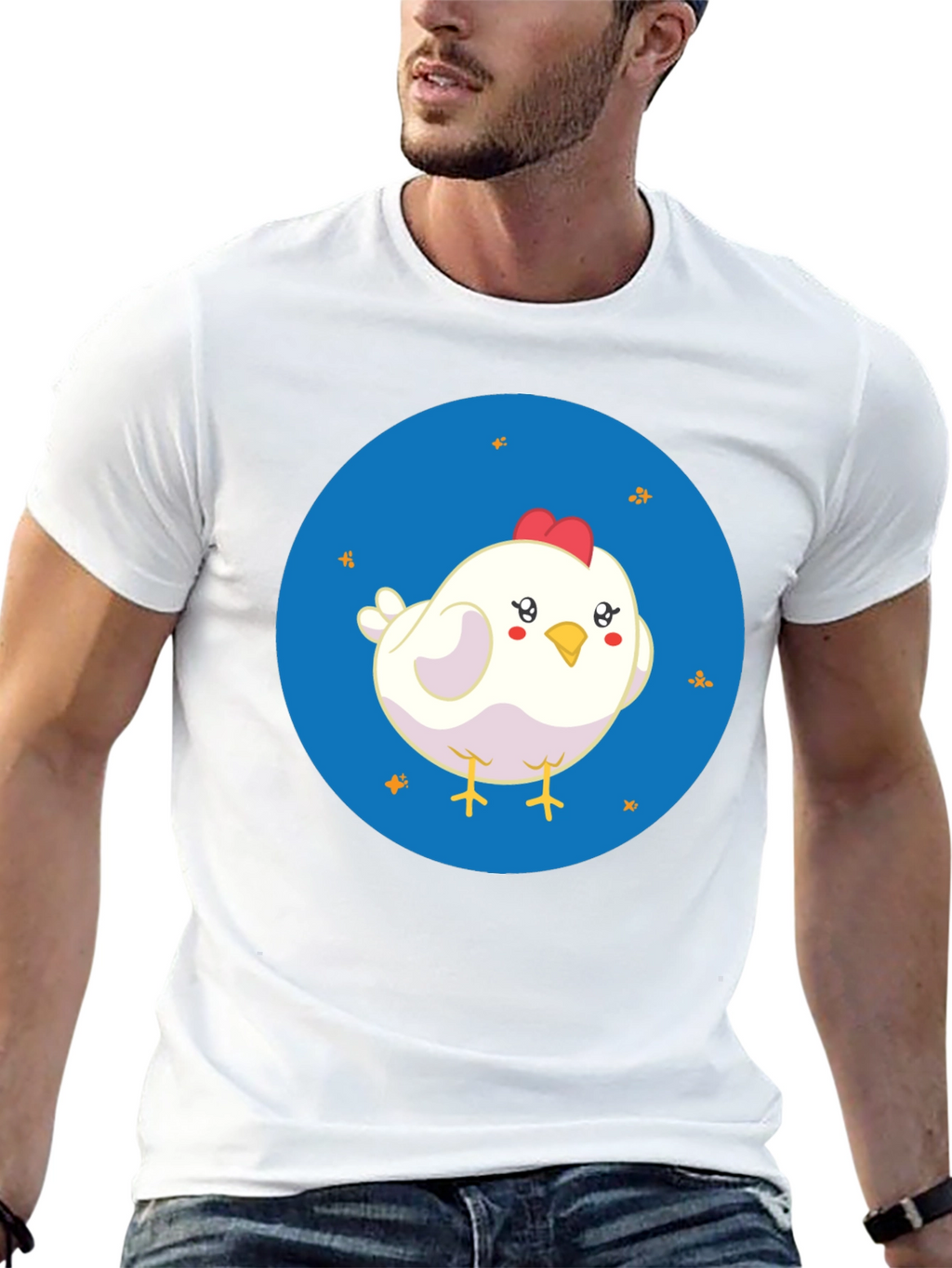 Cute Chicken Graphic Black T-Shirt