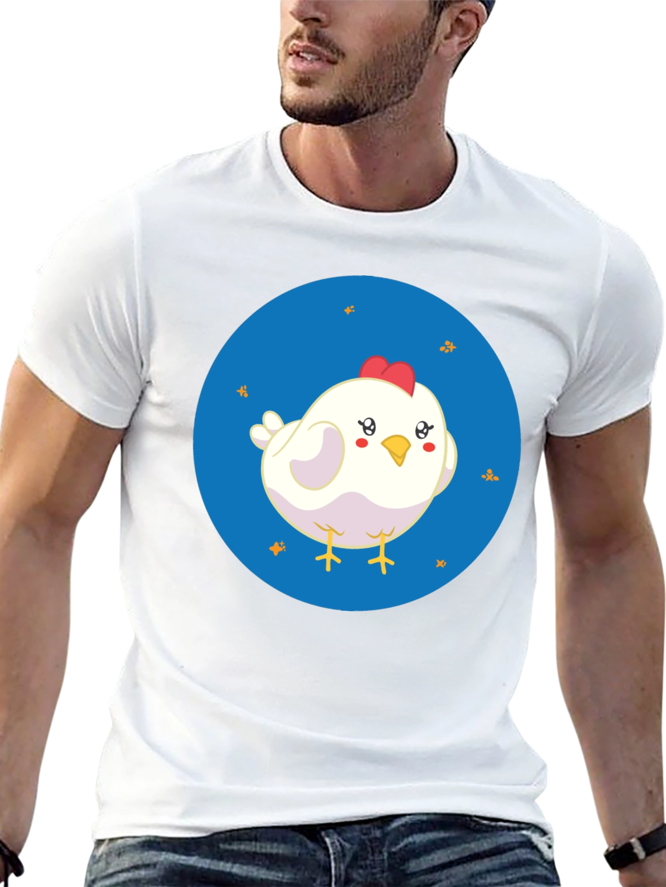 Cute Chicken Graphic Black T-Shirt