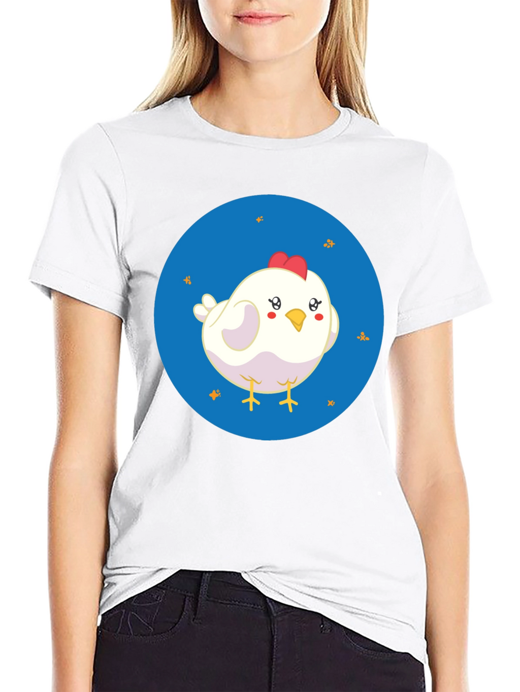 Cute Chicken Graphic Black T-Shirt