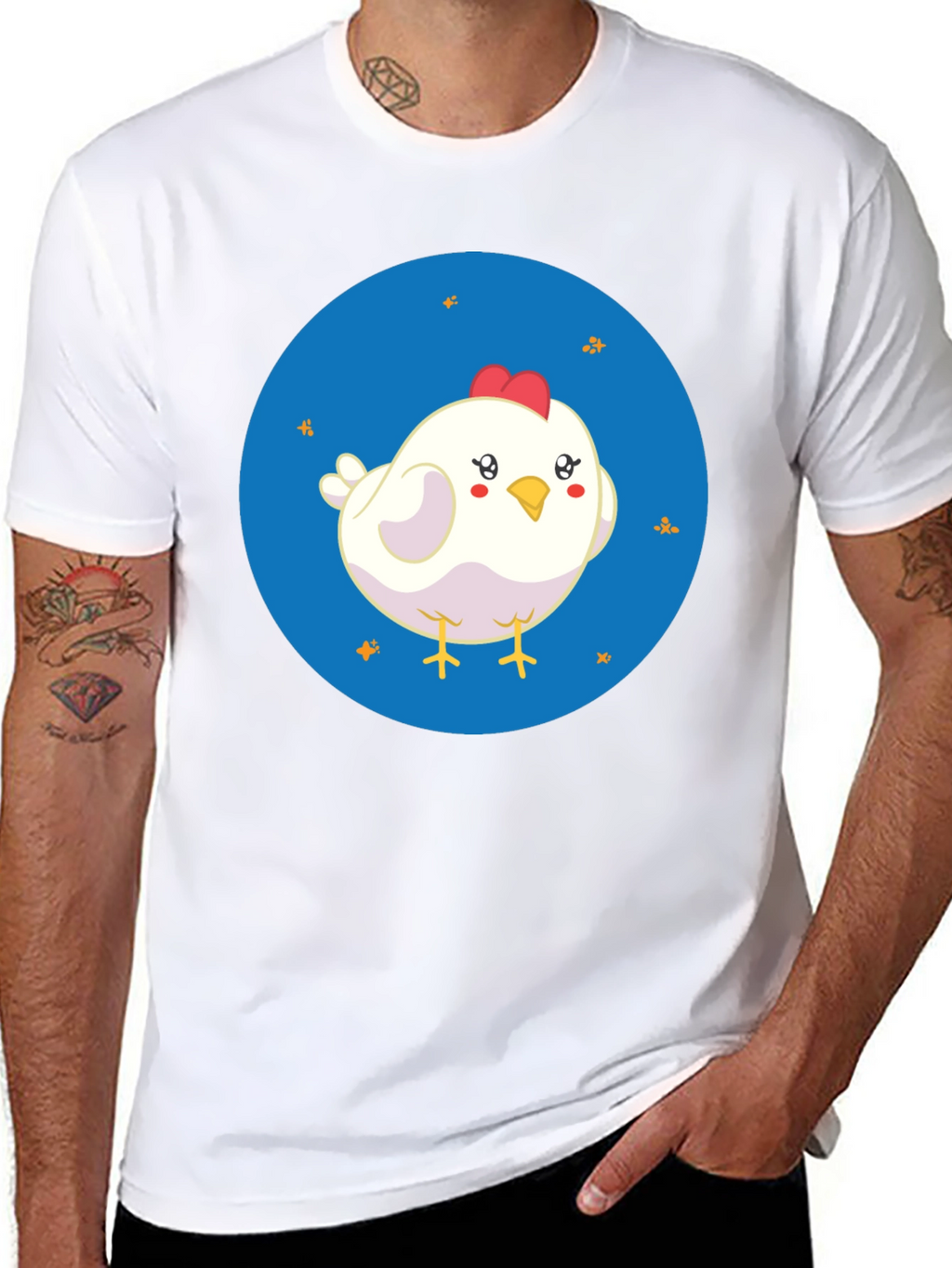 Cute Chicken Graphic Black T-Shirt
