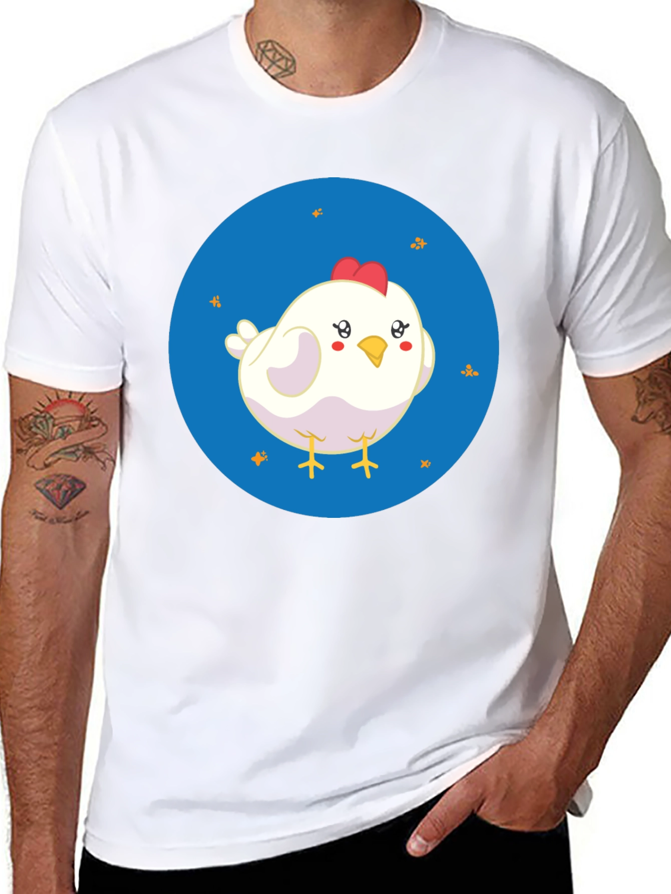 Cute Chicken Graphic Black T-Shirt