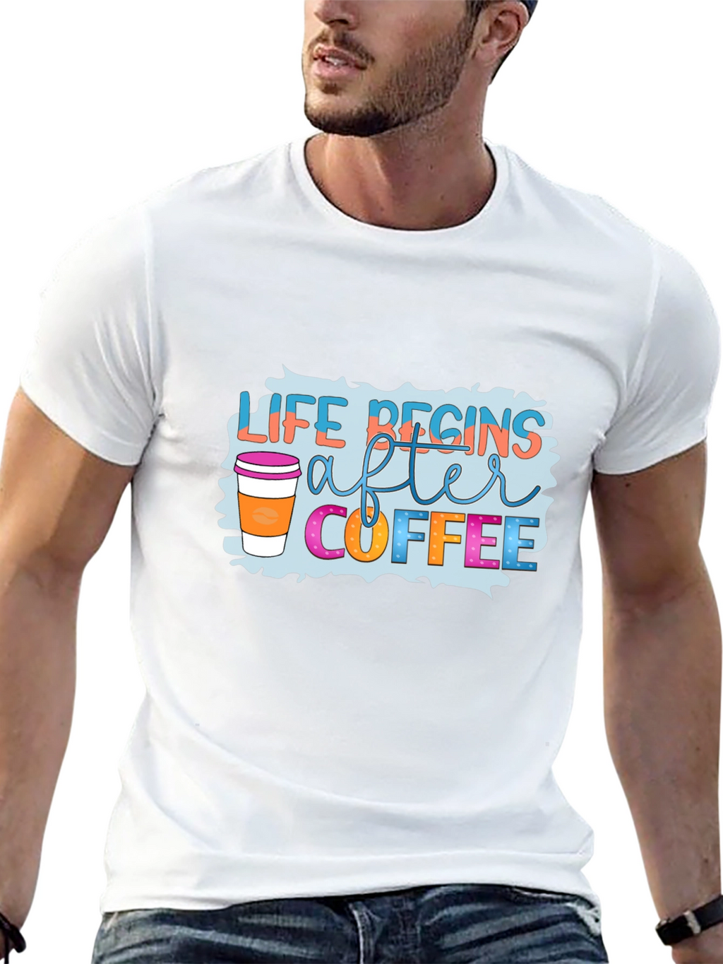 Life Begins After Coffee Black T-Shirt