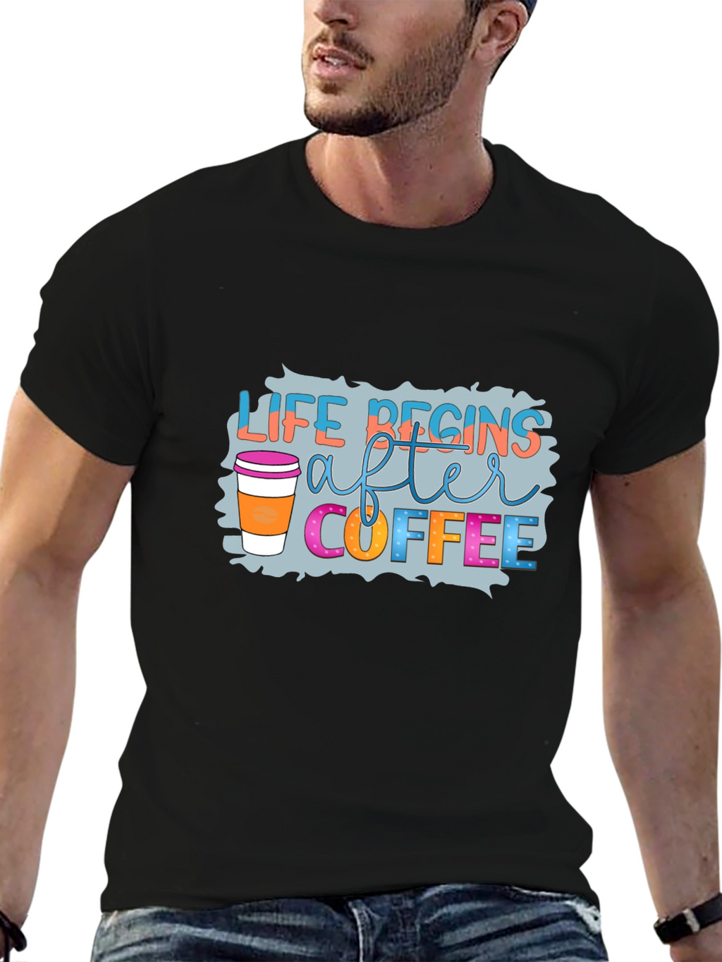 Life Begins After Coffee Black T-Shirt