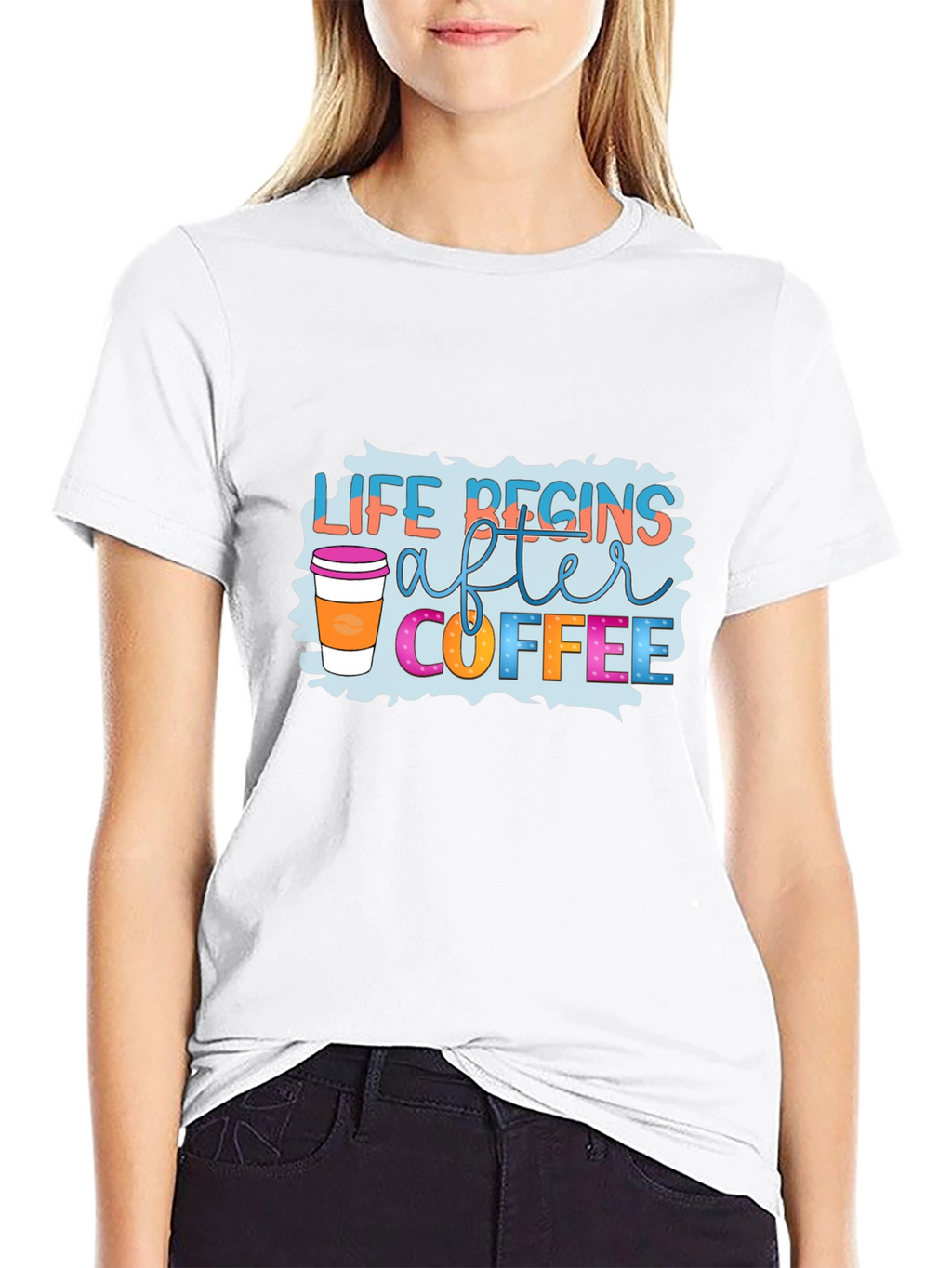 Life Begins After Coffee Black T-Shirt