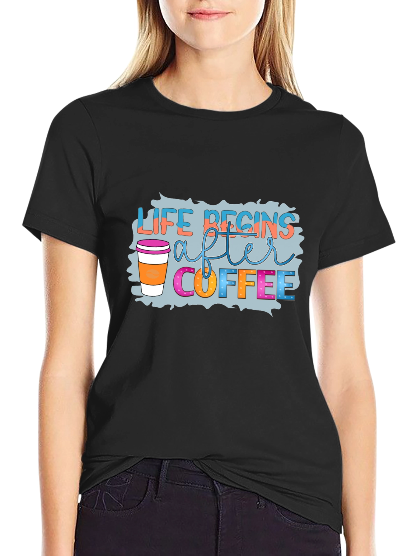 Life Begins After Coffee Black T-Shirt