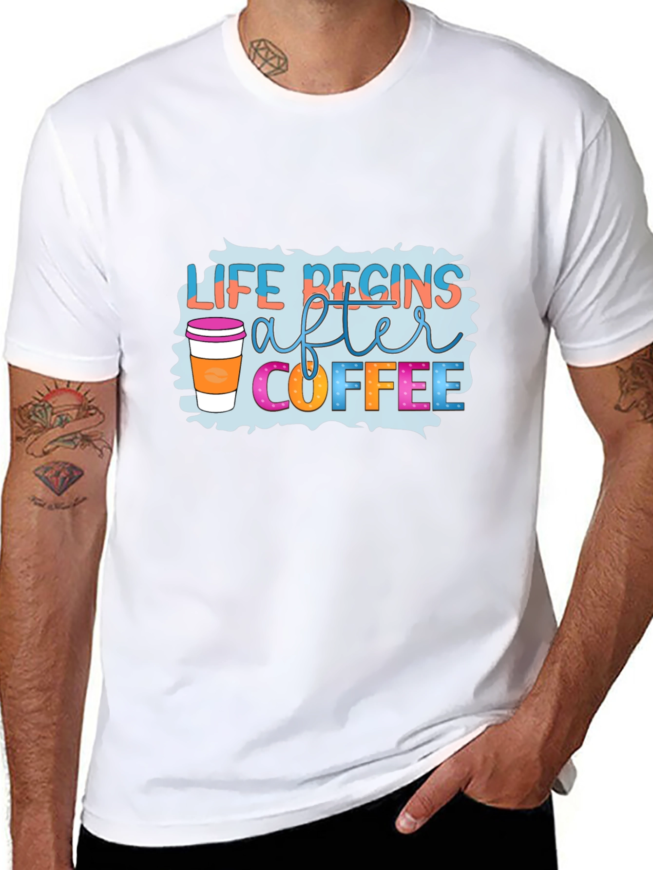 Life Begins After Coffee Black T-Shirt