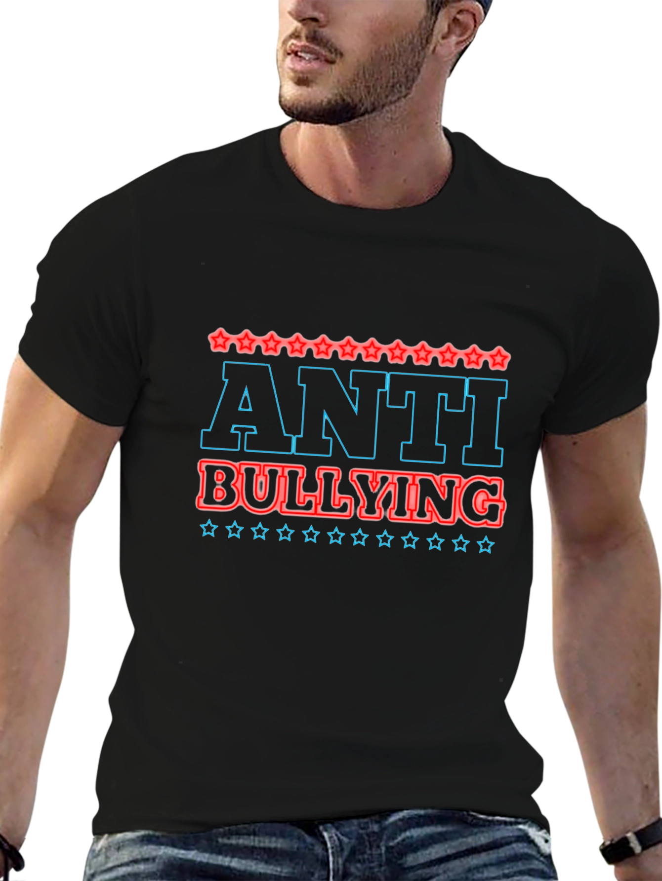 Anti-Bullying Graphic Tee - Black Casual T-Shirt