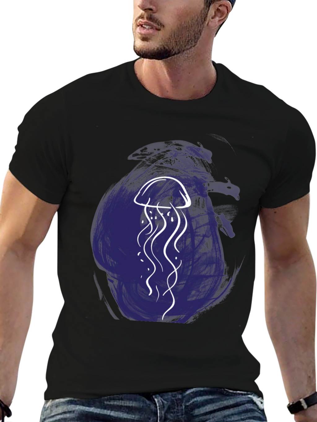 Jellyfish Graphic Tee - Artistic Black T-Shirt