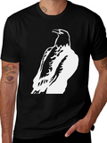 Raven Graphic Tee - Black Cotton Blend Casual Wear