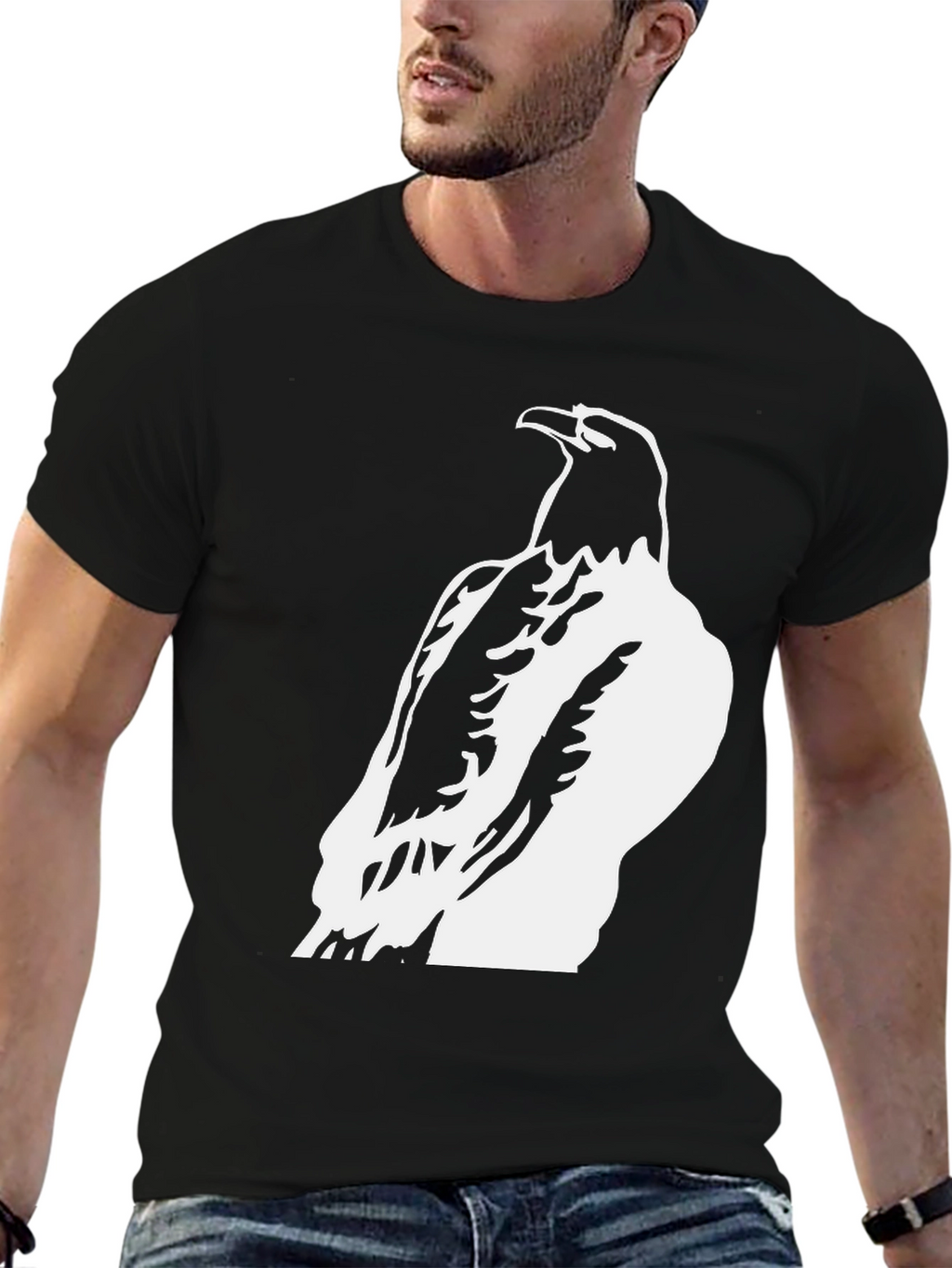 Raven Graphic Tee - Black Cotton Blend Casual Wear