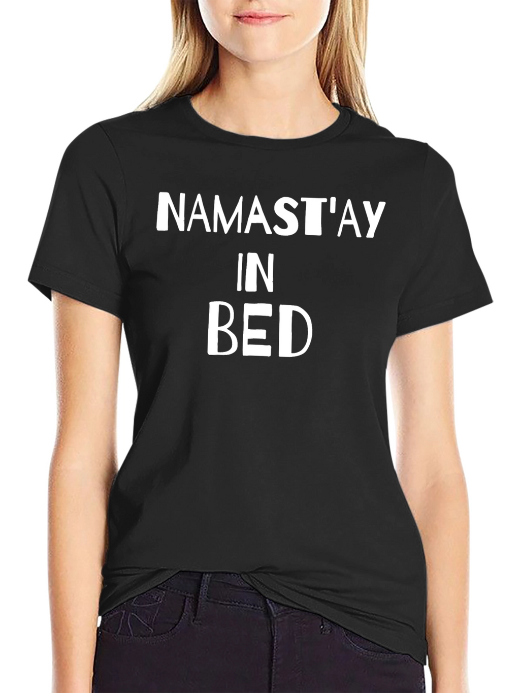 Namastay In Bed Black T-Shirt