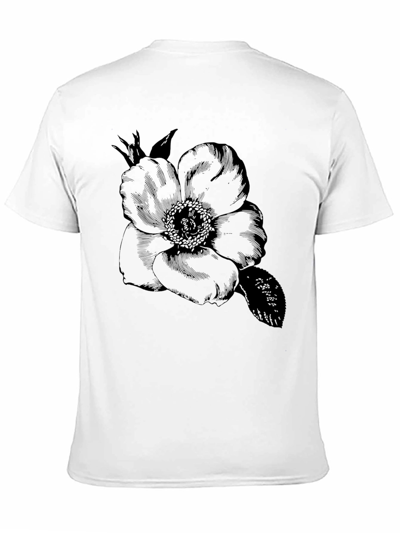 Elegant Floral Graphic Tee - Black Cotton Blend