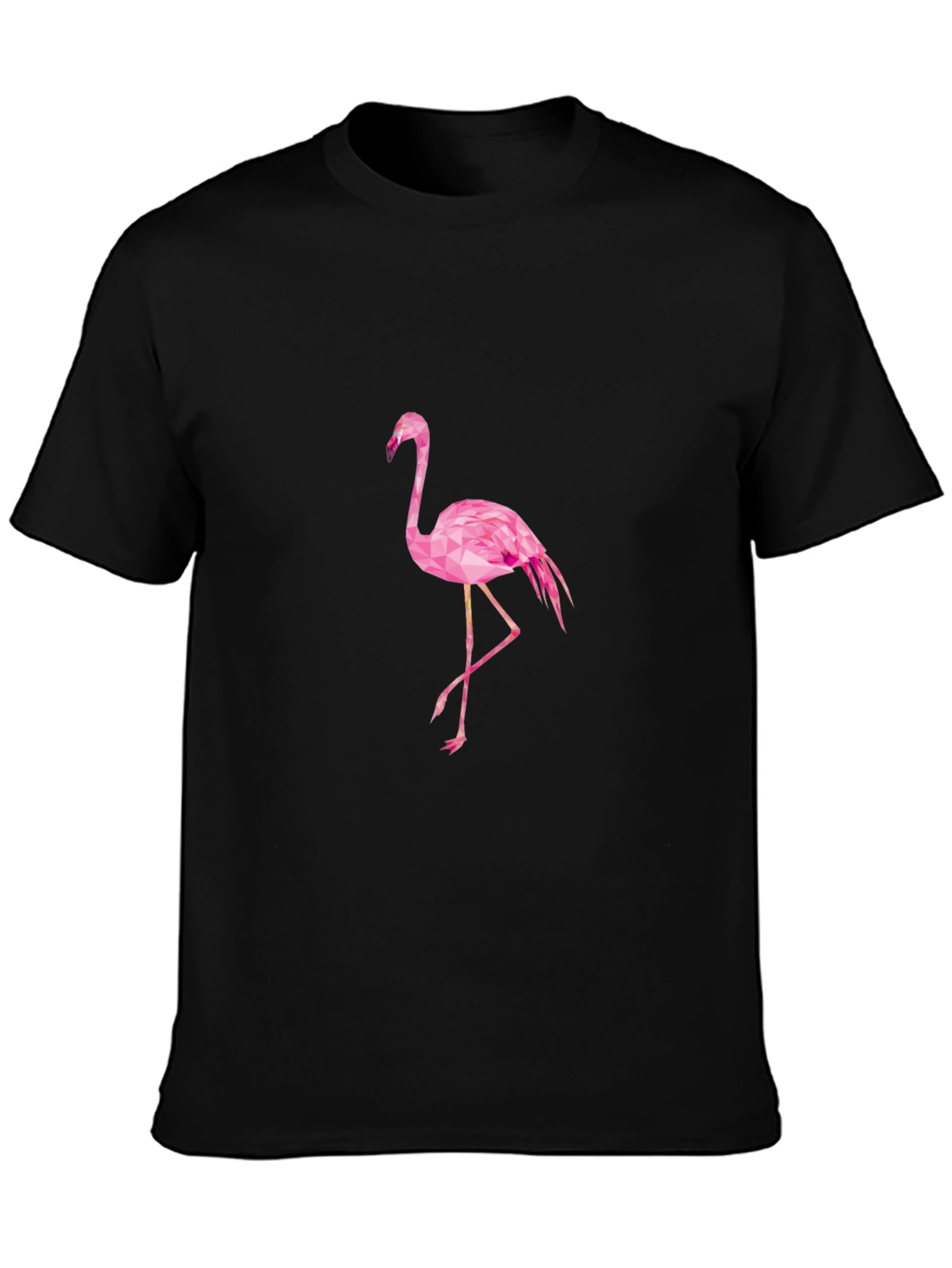 Black T-Shirt with Pink Flamingo Design