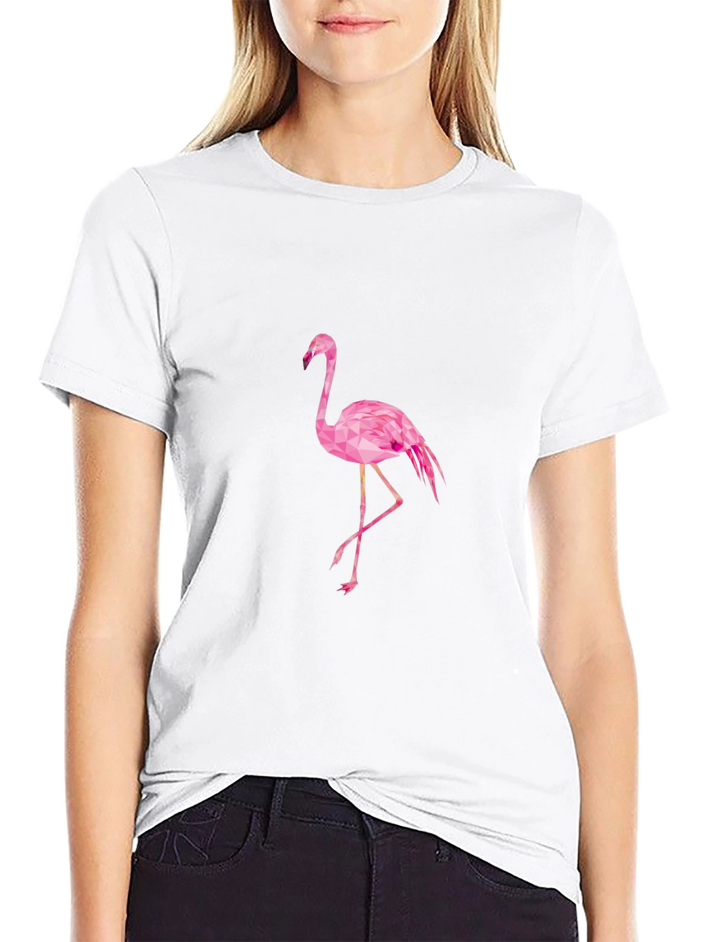 Black T-Shirt with Pink Flamingo Design
