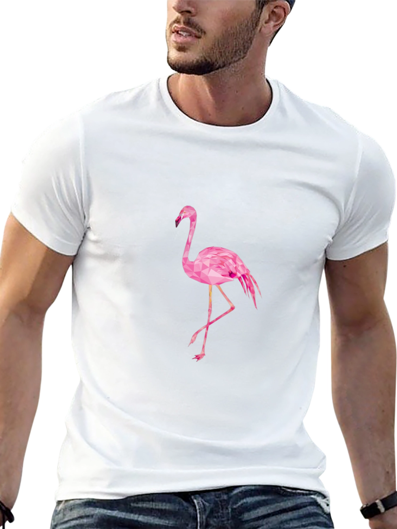 Black T-Shirt with Pink Flamingo Design