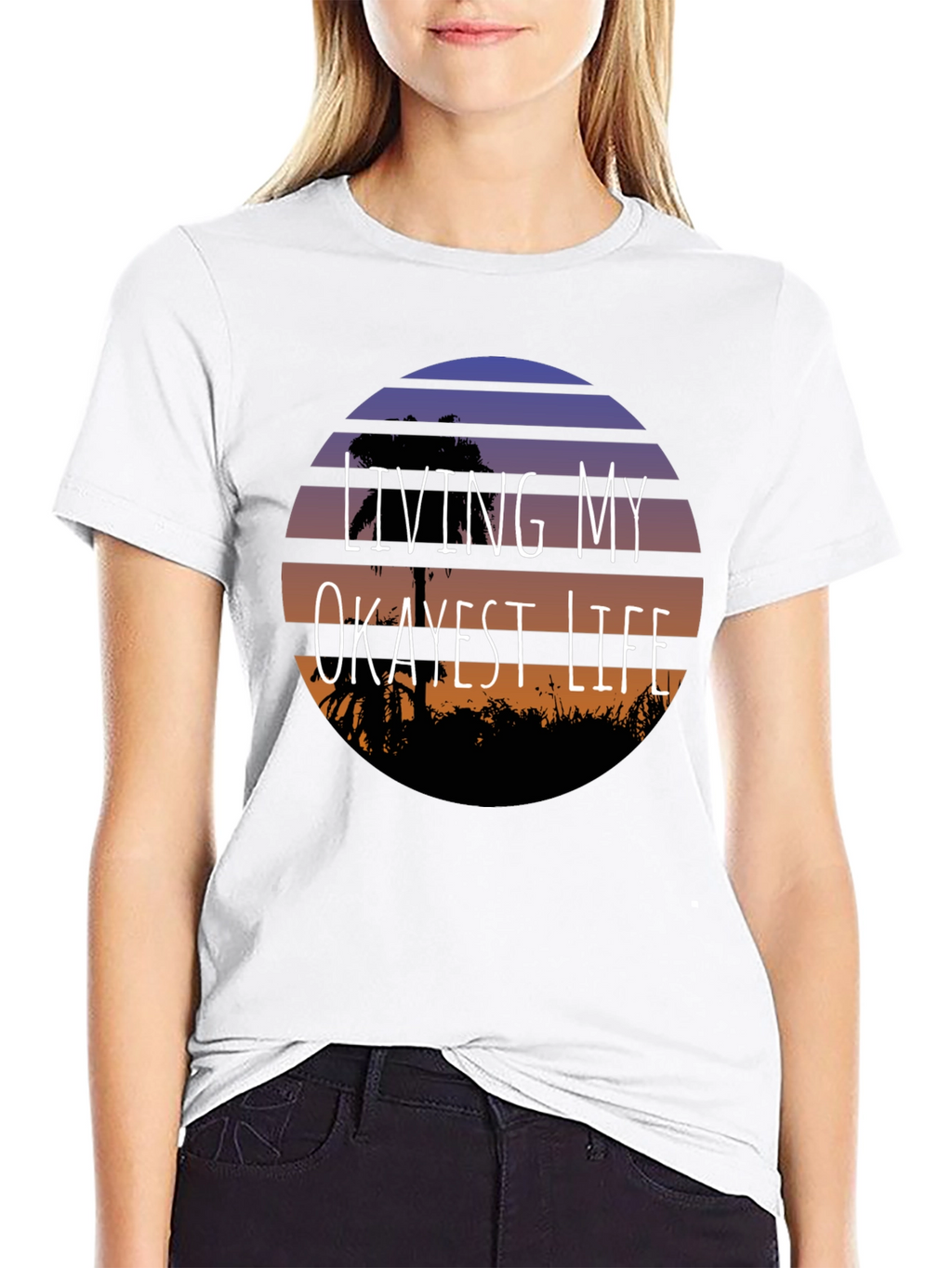 Living My Okayest Life Black Graphic Tee