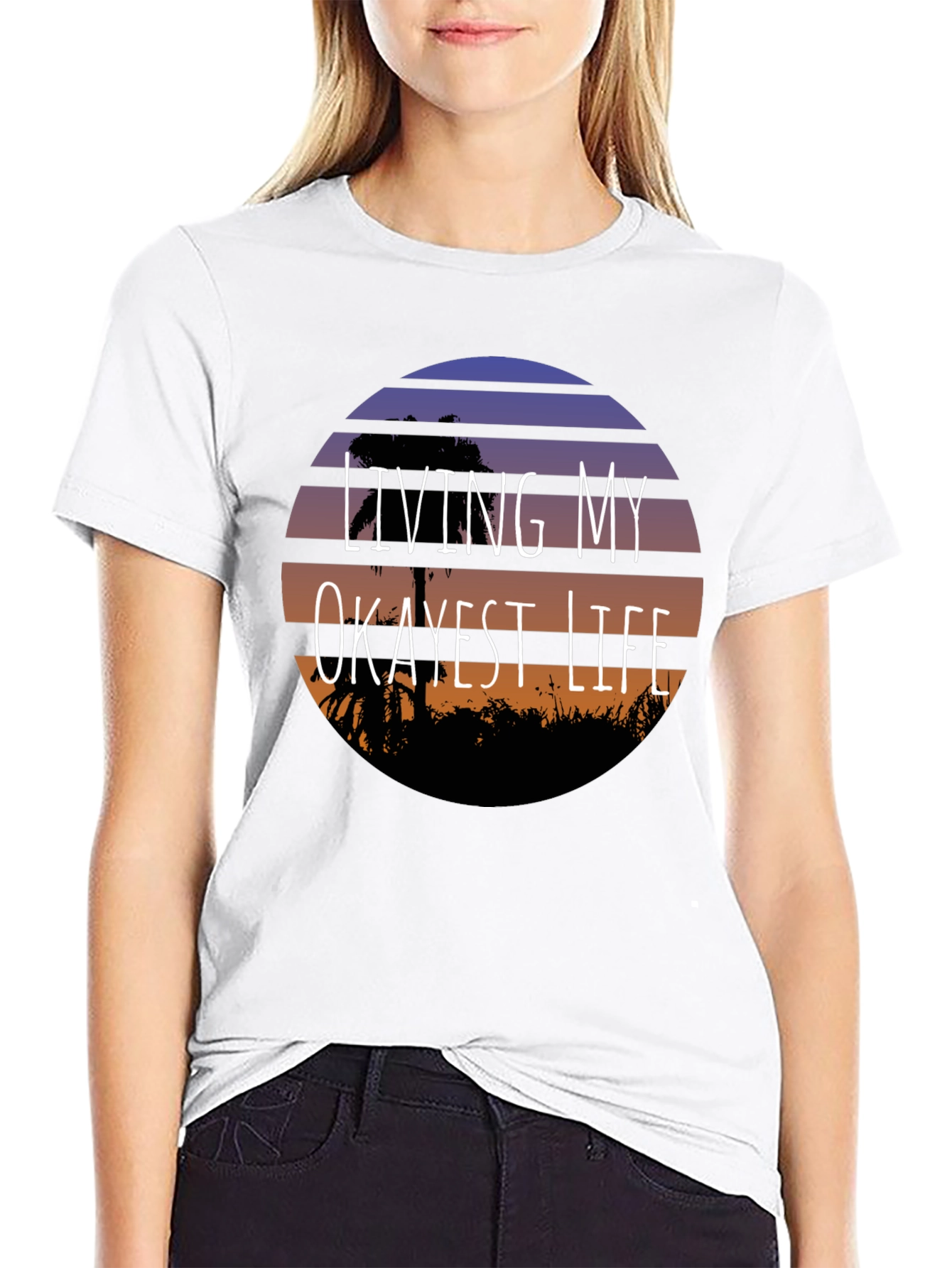 Living My Okayest Life Black Graphic Tee