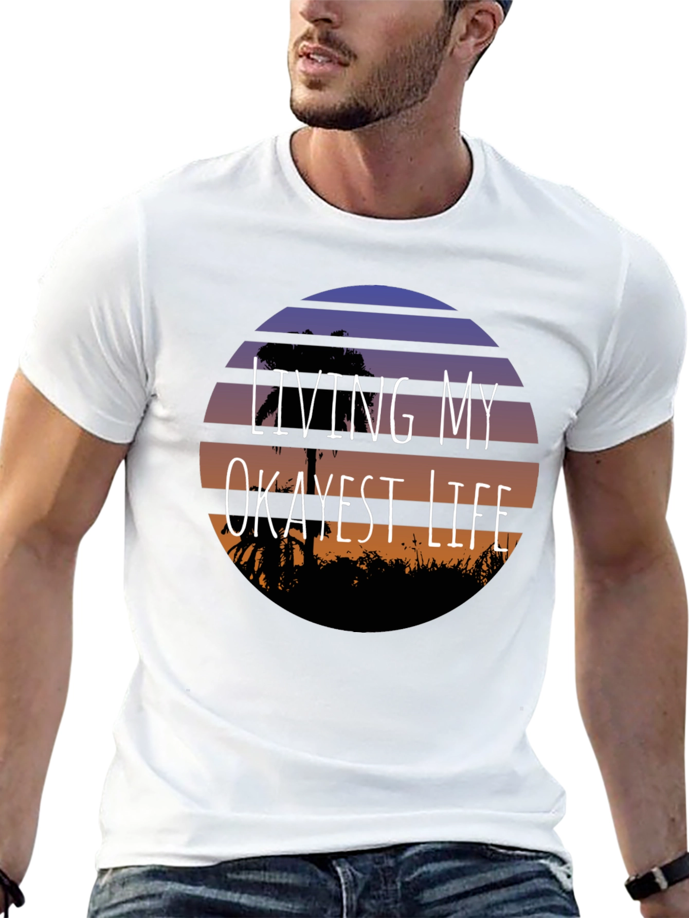 Living My Okayest Life Black Graphic Tee