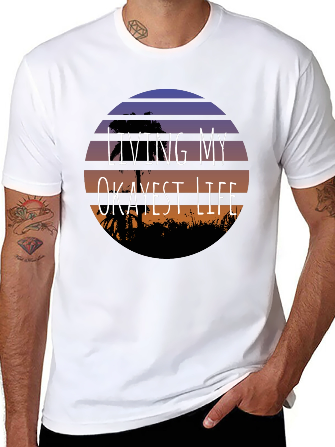 Living My Okayest Life Black Graphic Tee