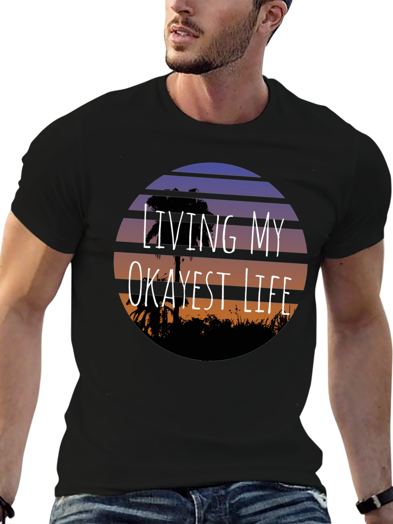 Living My Okayest Life Black Graphic Tee