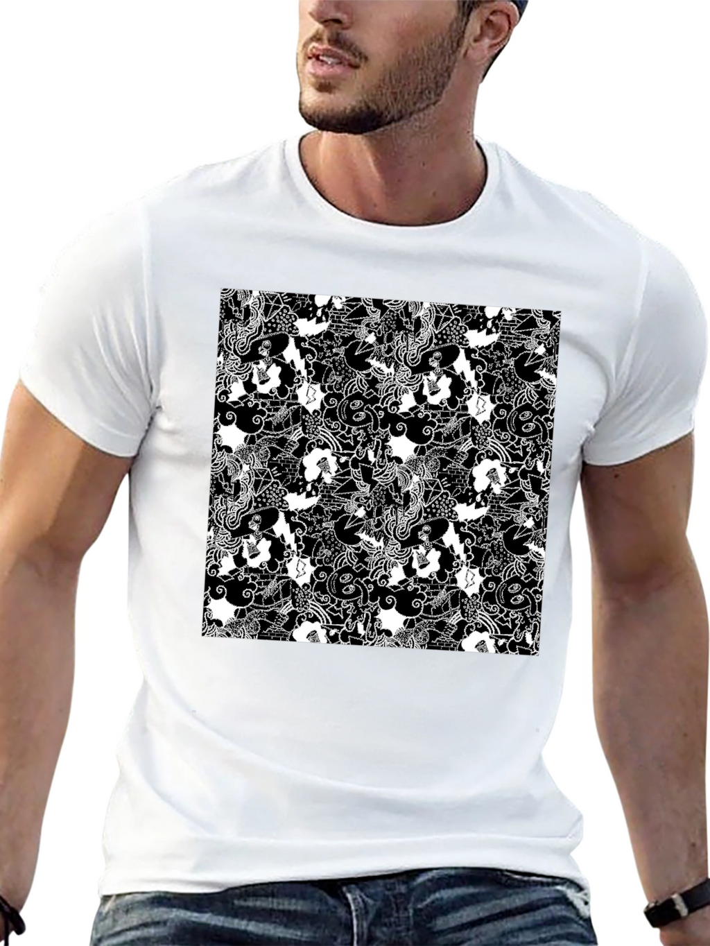 Monochrome Patterned T-Shirt