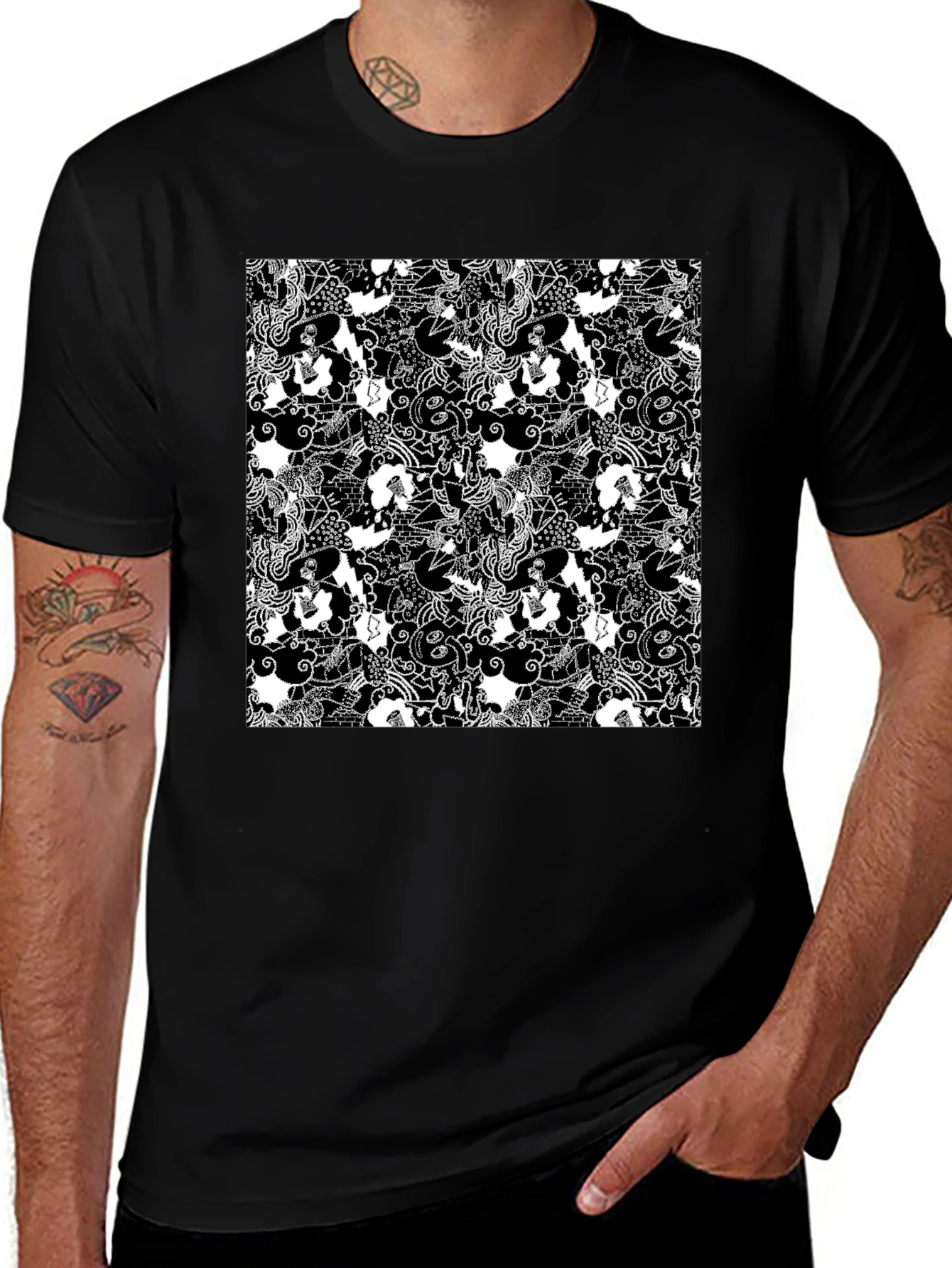 Monochrome Patterned T-Shirt