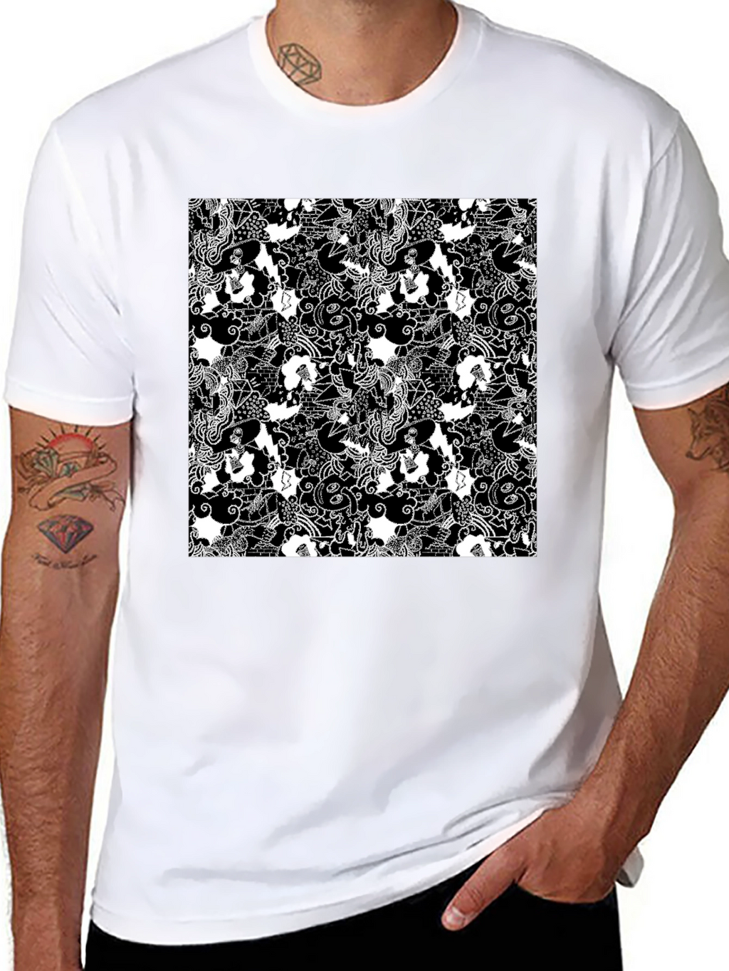 Monochrome Patterned T-Shirt