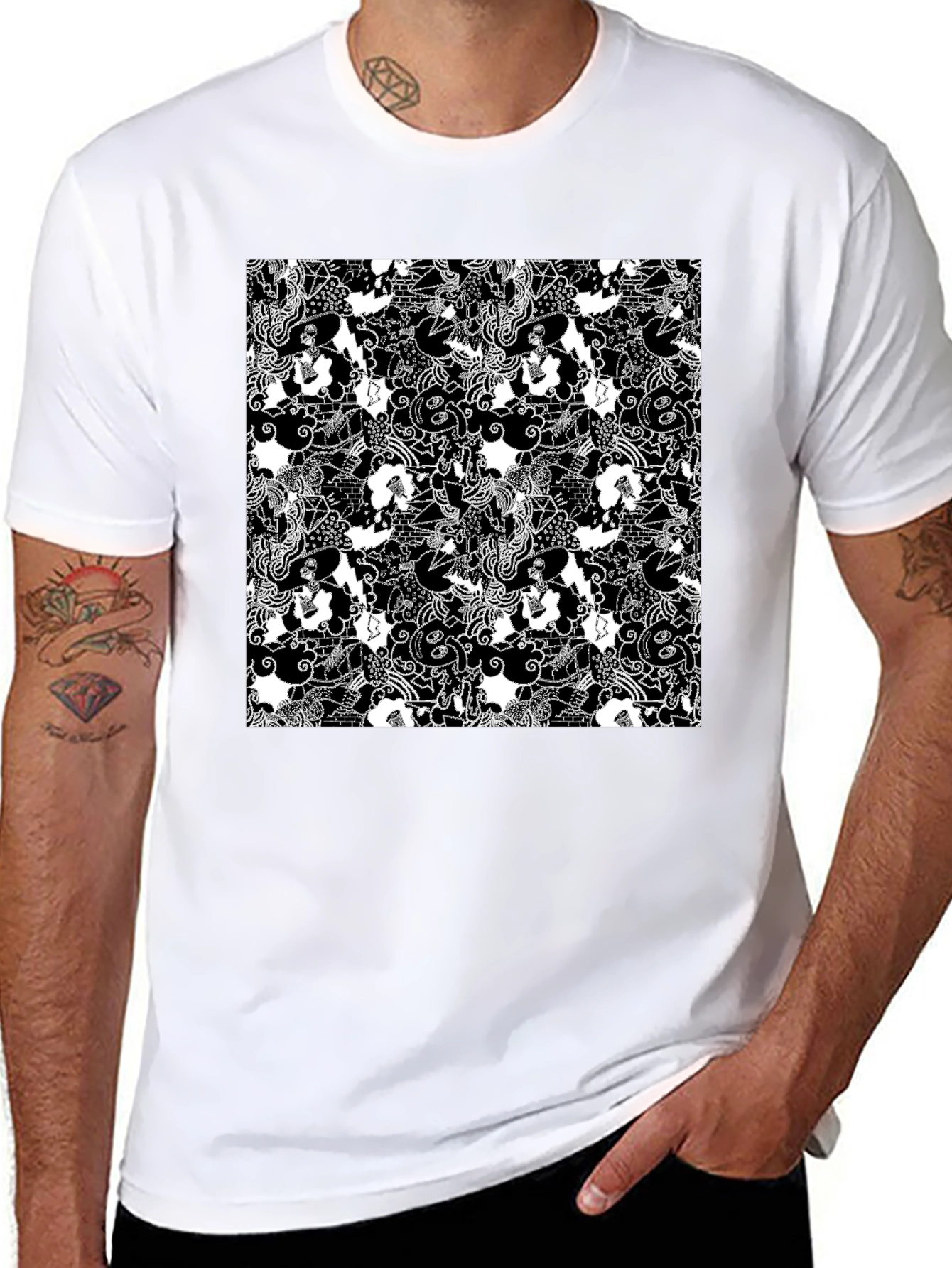 Monochrome Patterned T-Shirt
