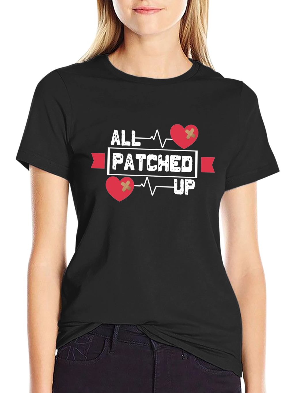 All Patched Up Heartbeat Graphic T-Shirt