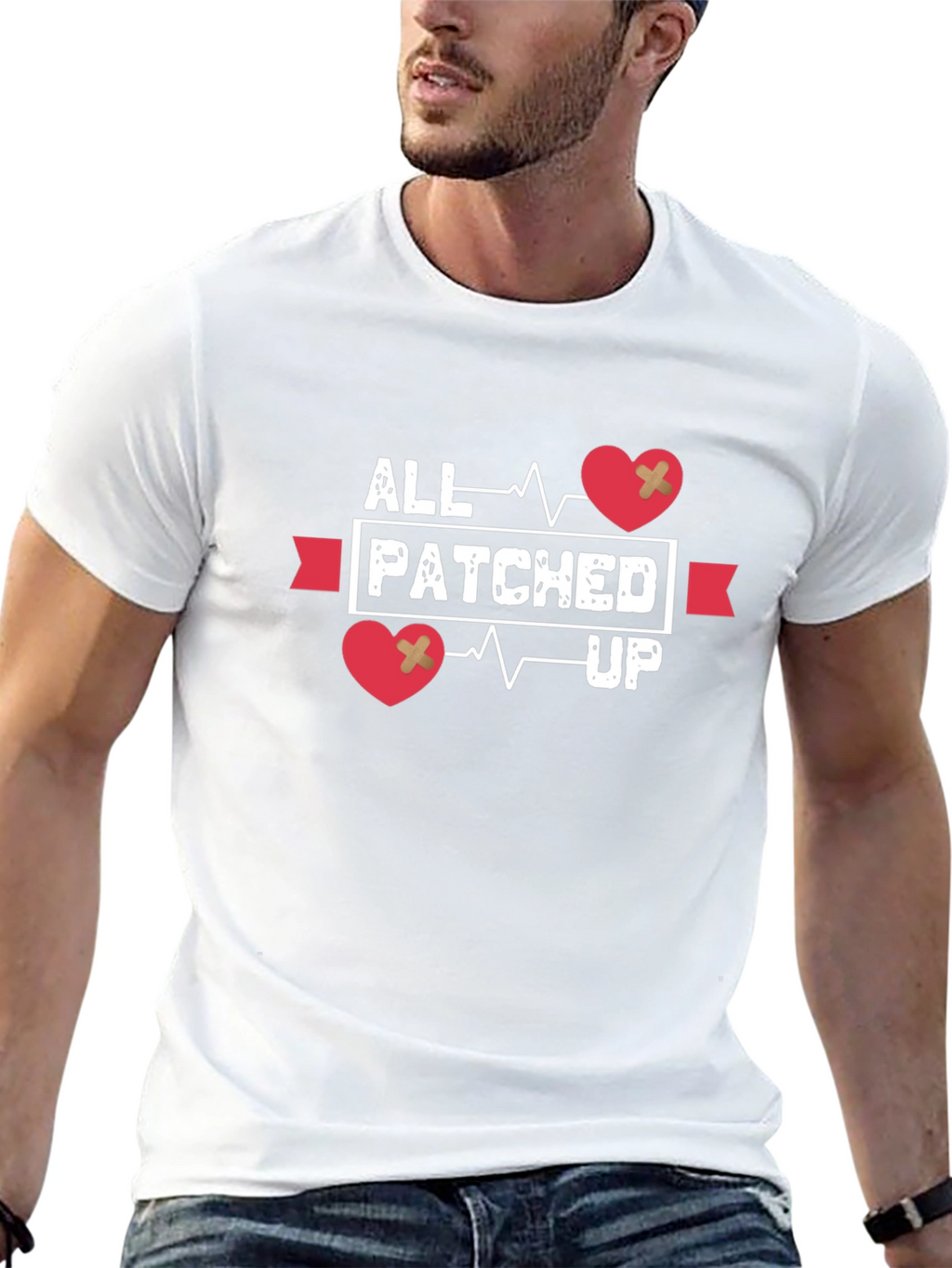 All Patched Up Heartbeat Graphic T-Shirt