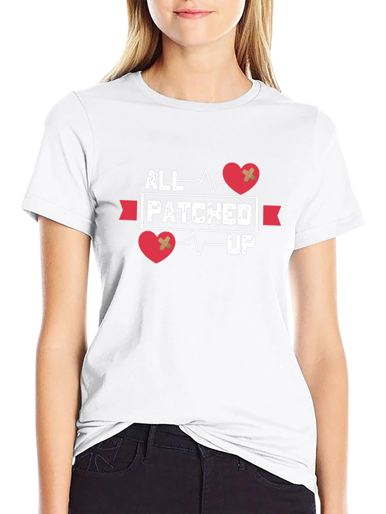 All Patched Up Heartbeat Graphic T-Shirt