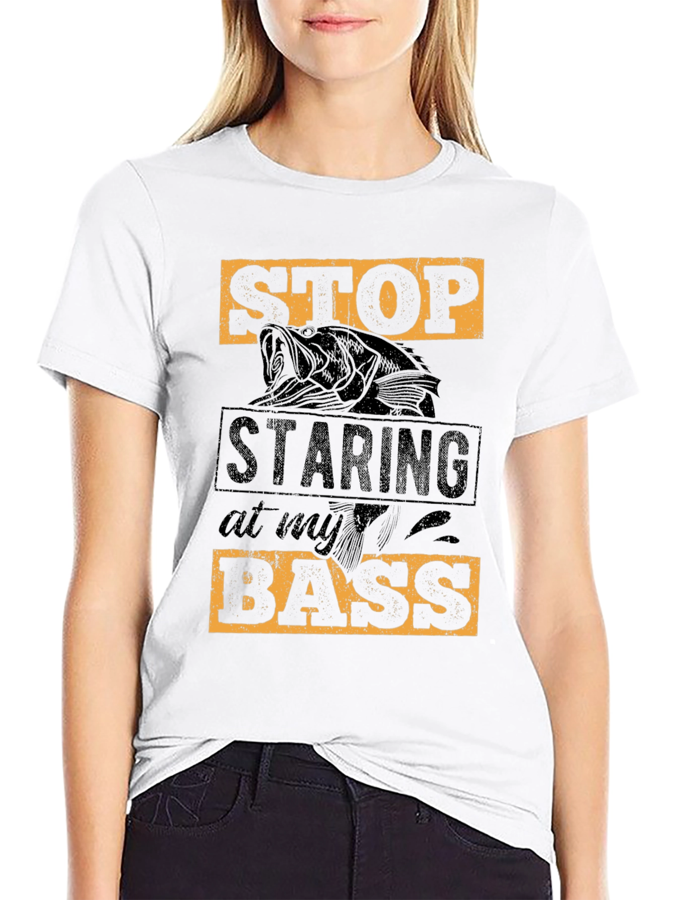 Stop Staring at My Bass T-Shirt Fishing Tee