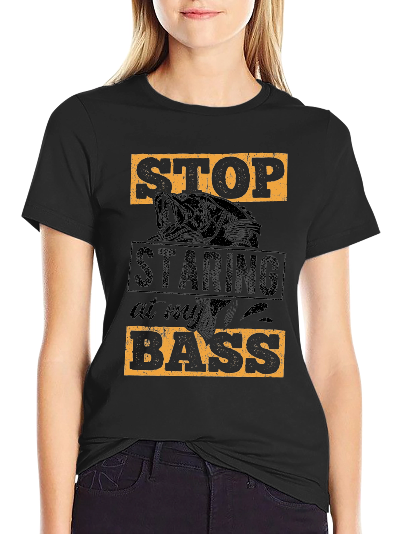 Stop Staring at My Bass T-Shirt Fishing Tee