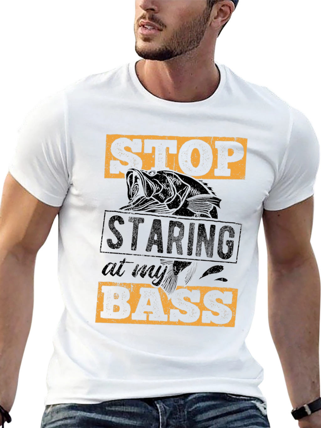 Stop Staring at My Bass T-Shirt Fishing Tee