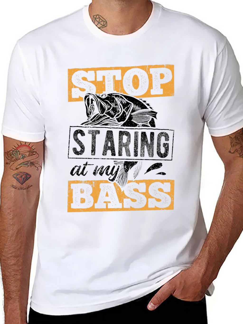 Stop Staring at My Bass T-Shirt Fishing Tee