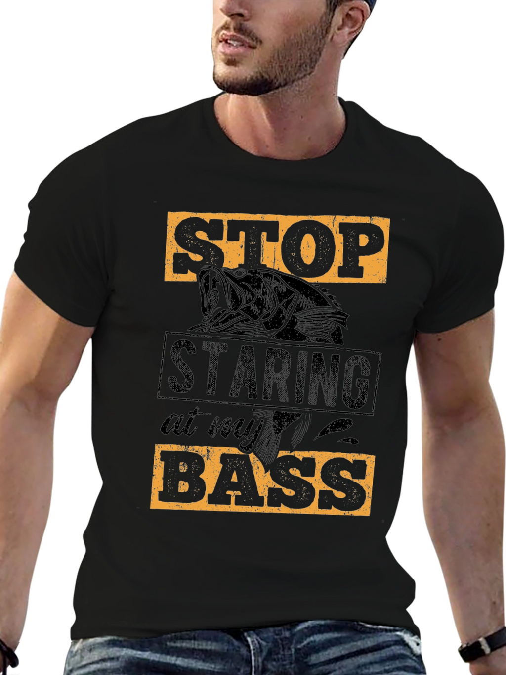 Stop Staring at My Bass T-Shirt Fishing Tee
