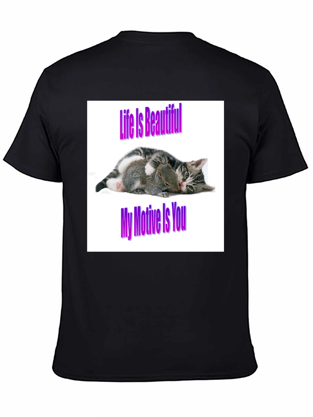 Life is Beautiful Cat & Squirrel Graphic Tee